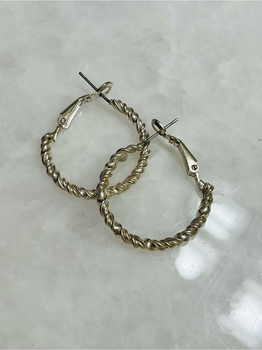 Twisted Rope Hoop Earrings in Gold Tone